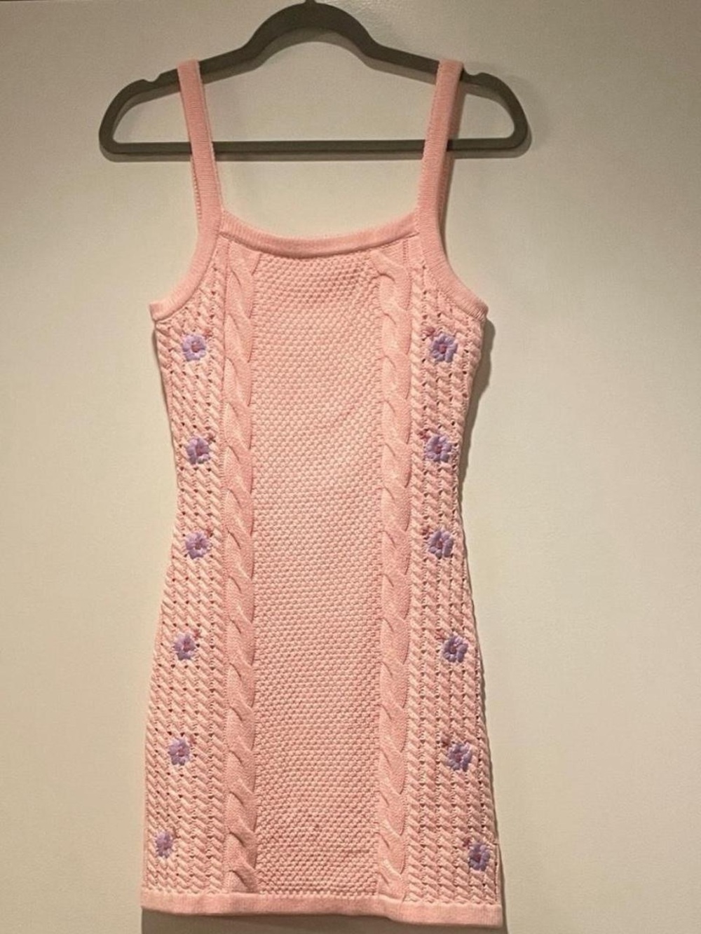 Sabo Skirt Pink Knit Dress with Lilac Accents